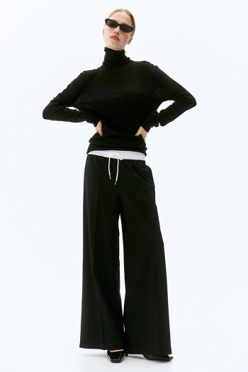 Wide-cut Pull-on Pants